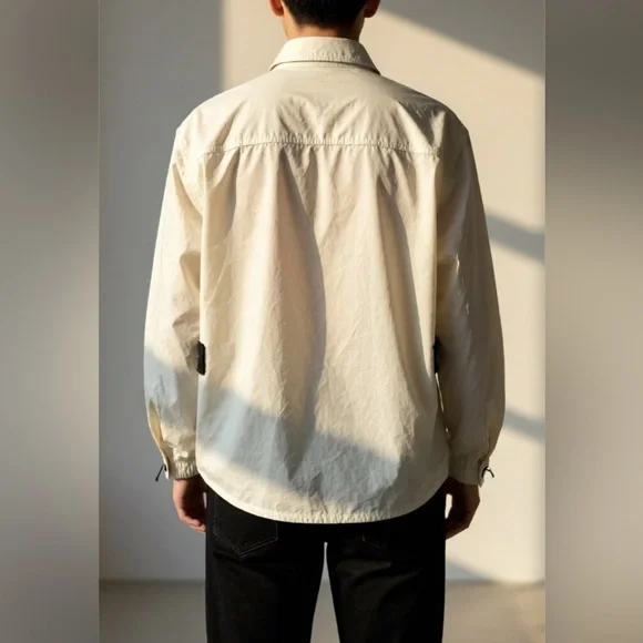 Zara Men's Cream and Black Patch Jacket - Picture 7 of 9